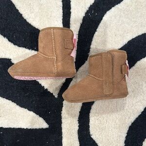 Brown Kids Boots with Pink Accents
